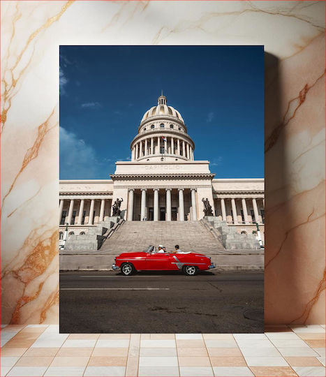 Classic Car At Capitol Κλασικό Αυτοκίνητο Στο Καπιτώλιο σε Καμβά