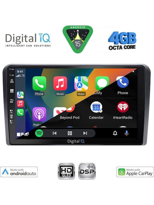 Digital IQ Car Audio System for Audi A3 2003-2012 Bluetooth USB WiFi GPS Apple CarPlay Android Auto with 9" Touch Screen