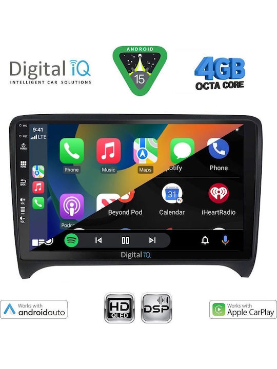Digital IQ Auto-Audiosystem für Audi TT 2007-2015 Bluetooth USB Eingebautes Wi-Fi GPS Apple CarPlay Android Auto mit 9 Zoll Touchscreen
