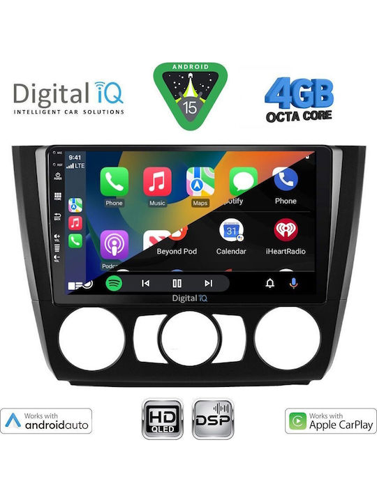 Digital IQ Car Audio System for BMW Series 1 2004-2013 with A/C Bluetooth USB WiFi GPS Apple CarPlay Android Auto with 9" Touch Screen