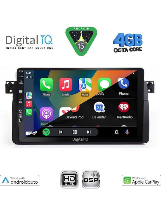 Digital IQ Car Audio System for BMW E46 1998-2005 Bluetooth USB WiFi GPS Apple CarPlay Android Auto with 9" Touch Screen