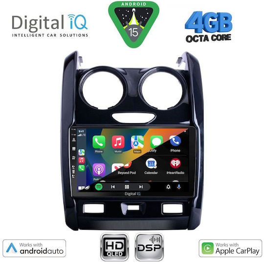 Digital IQ Ηχοσύστημα Αυτοκινήτου για Dacia Duster 2012-2019 (Bluetooth/USB/WiFi/GPS/Apple-Carplay/Android-Auto) με Οθόνη Αφής 9"