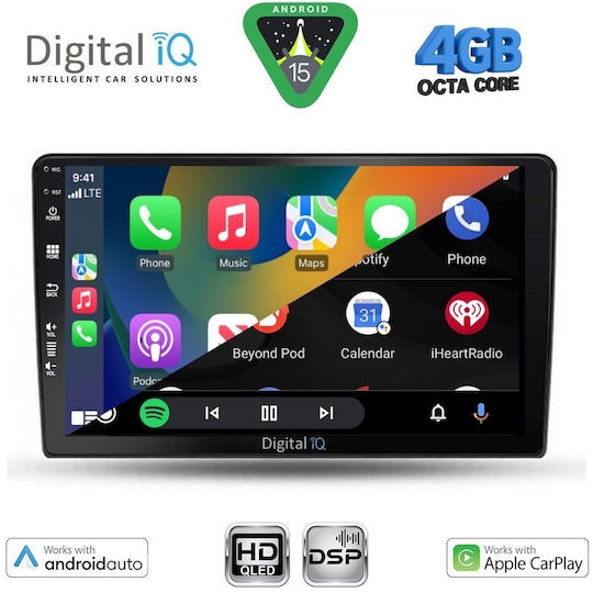 Digital IQ Auto-Audiosystem für Dacia Duster 2012-2019 Bluetooth USB Eingebautes Wi-Fi GPS Apple CarPlay Android Auto mit 9 Zoll Touchscreen