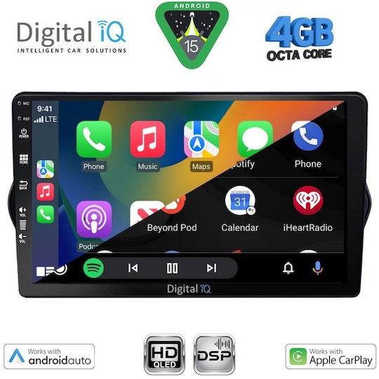 Digital IQ Ηχοσύστημα Αυτοκινήτου για Fiat Tipo 2015-2023 (Bluetooth/USB/WiFi/GPS/Apple-Carplay/Android-Auto) με Οθόνη Αφής 9"