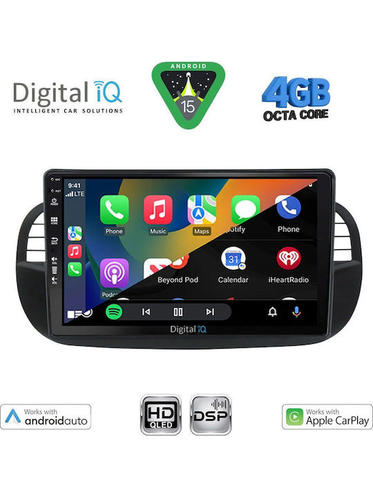 Digital IQ Car Audio System for Fiat 500 2007-2015 Bluetooth USB WiFi GPS Apple CarPlay Android Auto with 9" Touch Screen