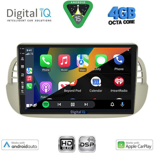 Digital IQ Car Audio System for Fiat 500 2007-2015 Bluetooth USB WiFi GPS Apple CarPlay Android Auto with 9" Touch Screen