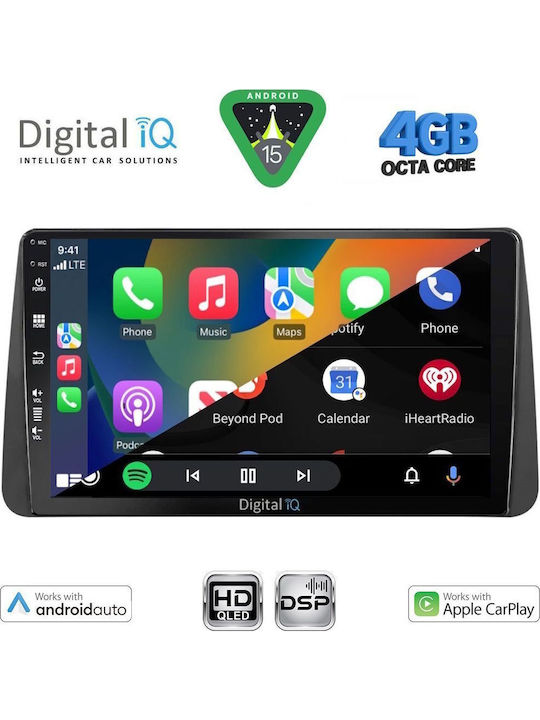 Digital IQ Car Audio System for Fiat Tipo 2018-2023 Bluetooth USB WiFi GPS Apple CarPlay Android Auto with 9" Touch Screen