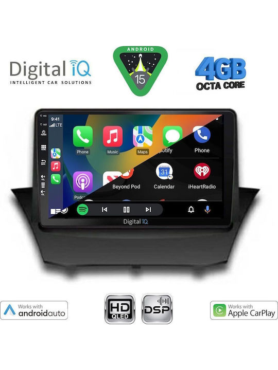 Digital IQ Car Audio System for Ford Fiesta 2008-2017 (Bluetooth/USB/WiFi/GPS/Apple CarPlay/Android Auto) with 9" Touch Screen