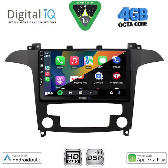 Digital IQ Ηχοσύστημα Αυτοκινήτου για Ford S-Max 2006-2014 με Clima (Bluetooth/USB/WiFi/GPS/Apple-Carplay/Android-Auto) με Οθόνη Αφής 9"