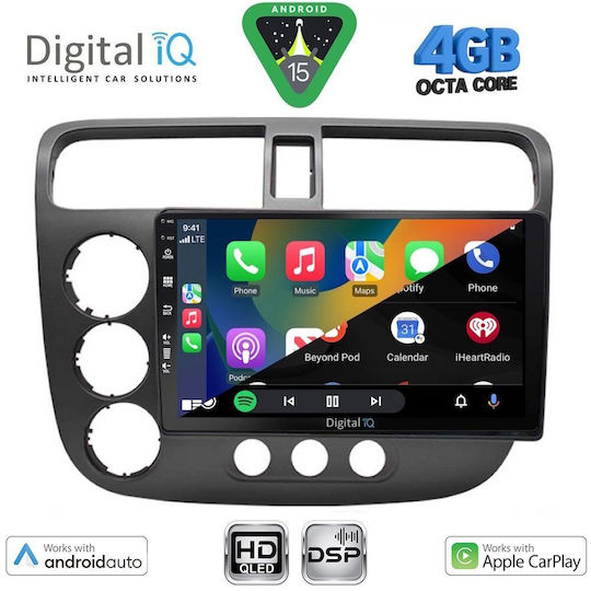 Digital IQ Ηχοσύστημα Αυτοκινήτου για Honda Civic 2001-2006 (Bluetooth/USB/WiFi/GPS/Apple-Carplay/Android-Auto) με Οθόνη Αφής 9"