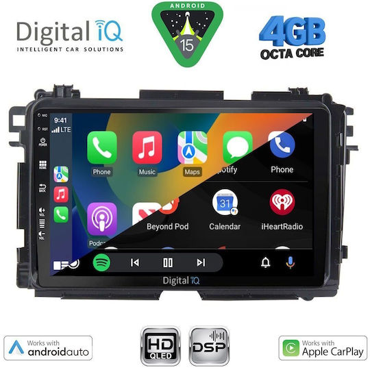 Digital IQ Car Audio System for Honda HR-V 2015-2021 Bluetooth USB WiFi GPS Apple CarPlay Android Auto with 9" Touch Screen