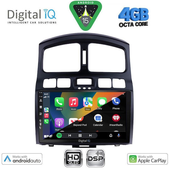 Digital IQ Car Audio System for Hyundai Santa Fe 2003-2006 Bluetooth USB WiFi GPS Apple CarPlay Android Auto with 9" Touch Screen