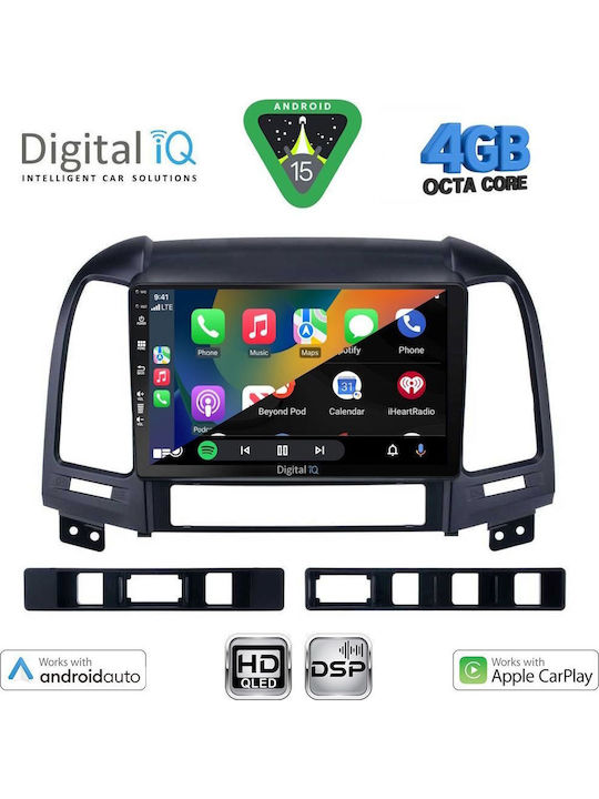 Digital IQ Car Audio System for Hyundai Santa Fe 2005-2013 Bluetooth USB WiFi GPS Apple CarPlay Android Auto with 9" Touch Screen
