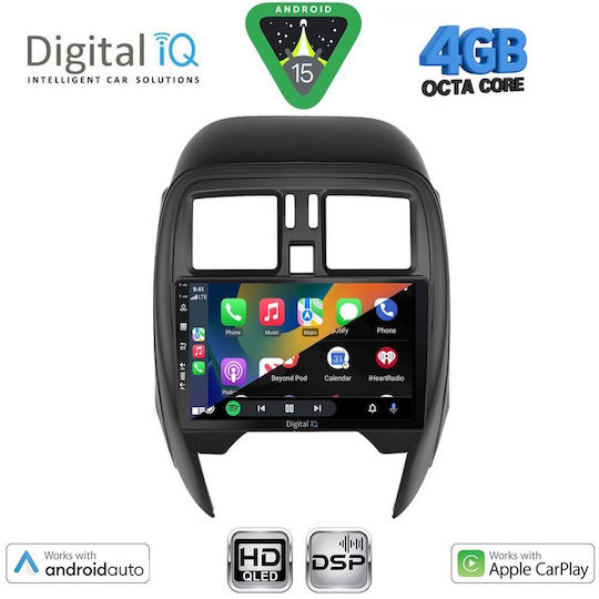 Digital IQ Car Audio System for Nissan Micra 2014-2017 (Bluetooth/USB/WiFi/GPS/Apple CarPlay/Android Auto) with 9" Touch Screen