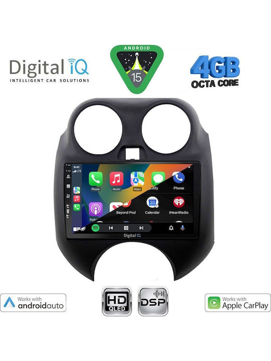 Digital IQ Car Audio System for Nissan Micra 2010-2014 Bluetooth USB WiFi GPS Apple CarPlay Android Auto with 9" Touch Screen