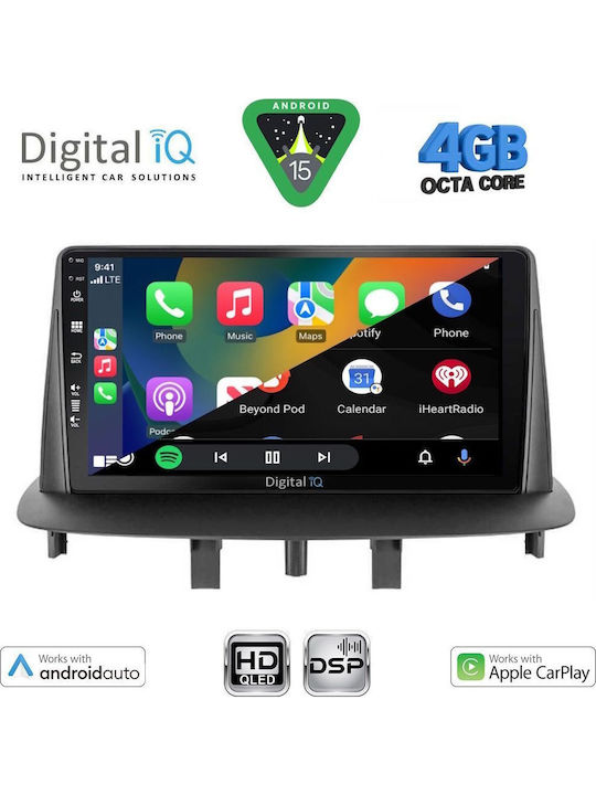 Digital IQ Car Audio System for Renault Megane 2009-2016 Bluetooth USB WiFi GPS Apple CarPlay Android Auto with 9" Touch Screen