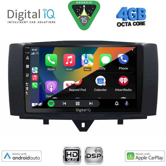 Digital IQ Ηχοσύστημα Αυτοκινήτου για Smart ForTwo 2010-2015 (Bluetooth/USB/WiFi/GPS/Apple-Carplay/Android-Auto) με Οθόνη Αφής 9"