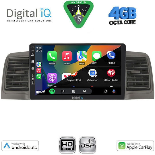 Digital IQ Автомобилна Аудио Система За Toyota Corolla 2001-2006 (Bluetooth/USB/Вграден Wi-Fi/GPS/Apple CarPlay/Android Auto) С Touch Screen 9"