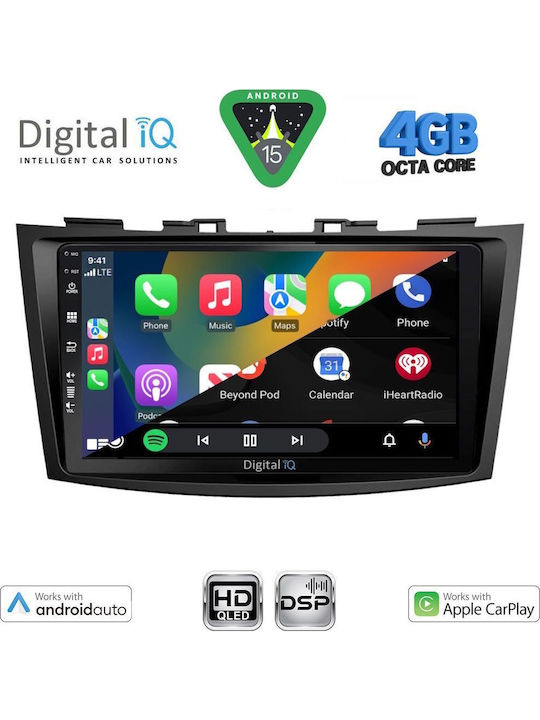 Digital IQ Car Audio System for Suzuki Swift 2011-2016 Bluetooth USB WiFi GPS Apple CarPlay Android Auto with 9" Touch Screen