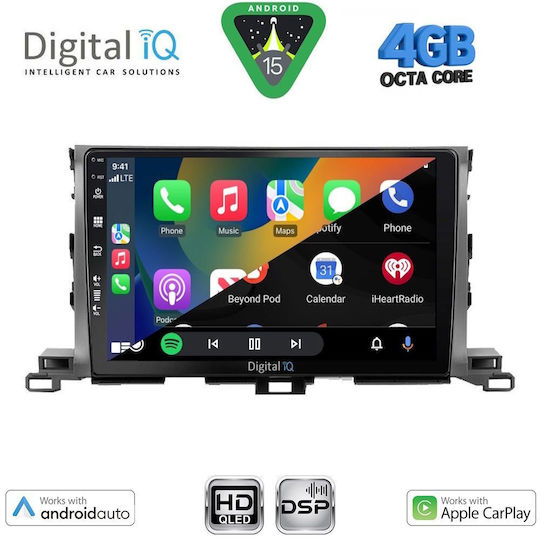 Digital IQ Car Audio System for Toyota Highlander 2014-2019 (Bluetooth/USB/WiFi/GPS/Apple CarPlay/Android Auto) with 10" Touch Screen