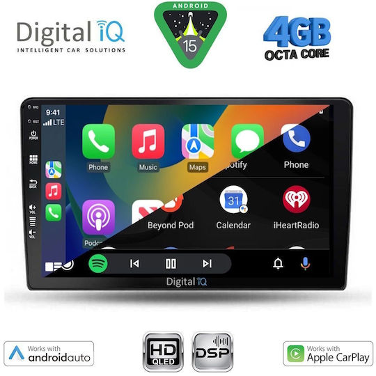 Digital IQ Ηχοσύστημα Αυτοκινήτου για Toyota Auris 2007-2012 (Bluetooth/USB/WiFi/GPS/Apple-Carplay/Android-Auto) με Οθόνη Αφής 9"
