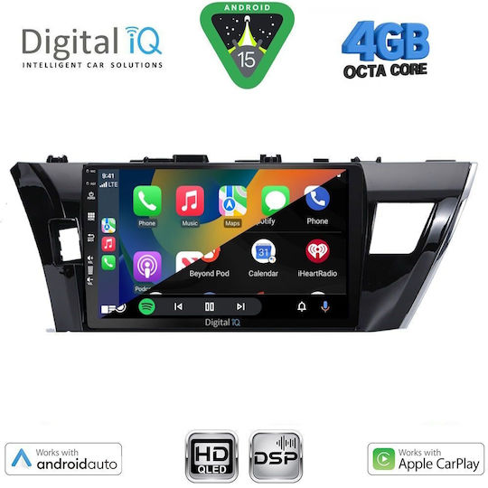 Digital IQ Автомобилна Аудио Система За Toyota Corolla 2013-2016 (Bluetooth/USB/Вграден Wi-Fi/GPS/Apple CarPlay/Android Auto) С Touch Screen 10"