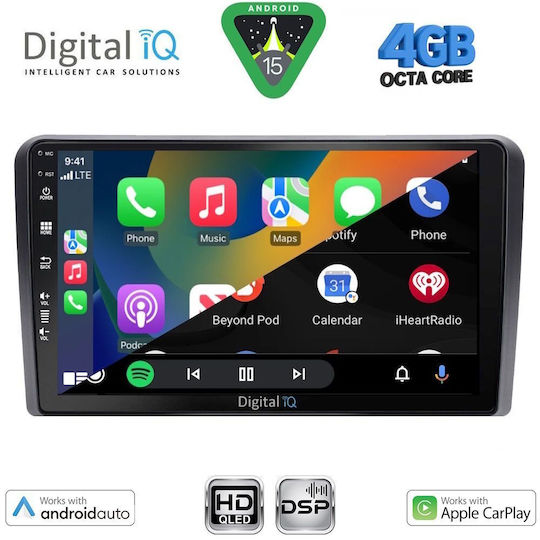 Digital IQ Ηχοσύστημα Αυτοκινήτου για Fiat 500 2016 (Bluetooth/USB/WiFi/GPS/Apple-Carplay/Android-Auto) με Οθόνη Αφής 9"