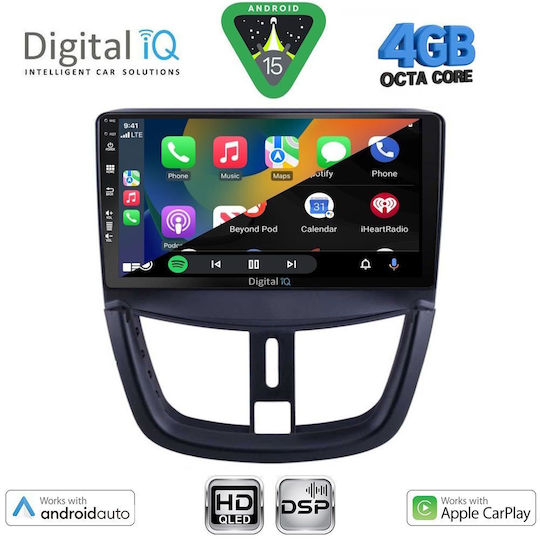Digital IQ Ηχοσύστημα Αυτοκινήτου για Peugeot 207 2007-2014 (Bluetooth/USB/WiFi/GPS/Apple-Carplay/Android-Auto) με Οθόνη Αφής 9"