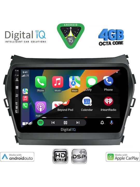 Digital IQ Car Audio System for Hyundai iX45 / Santa Fe 2013-2017 Bluetooth USB WiFi GPS Apple CarPlay Android Auto with 9" Touch Screen