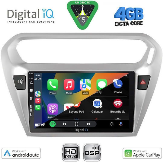 Digital IQ Car Audio System for Peugeot 301 Citroen C-Elysee 2013-2023 with Touch Screen 9" Bluetooth USB Wi-Fi GPS Apple CarPlay Android Auto Digital IQ BXF 16511SL CPAA