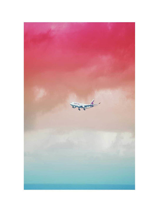 Gemälde Qatar Airways Flugzeug Im Bunte Himmel 70x100