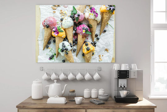 Painting Colorful Ice Cream Cones Berries Flowers Multicolored Ice Cream Cones Berries Flowers 150x100