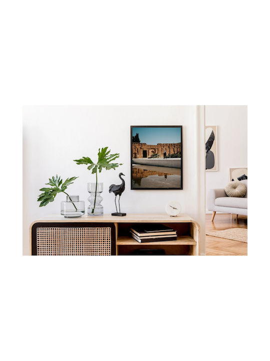 iLovePrints Gemälde Person Walking By Ancient Wall Reflection In Water 80x120