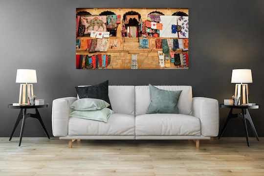 Colorful Fabric Painting Display In Traditional Market 100x70