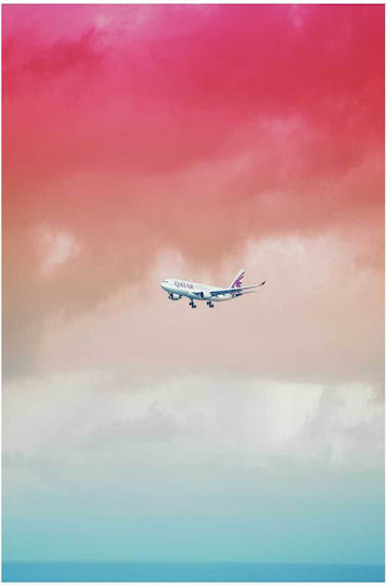 Gemälde Qatar Airways Flugzeug Im Bunte Himmel 100x150