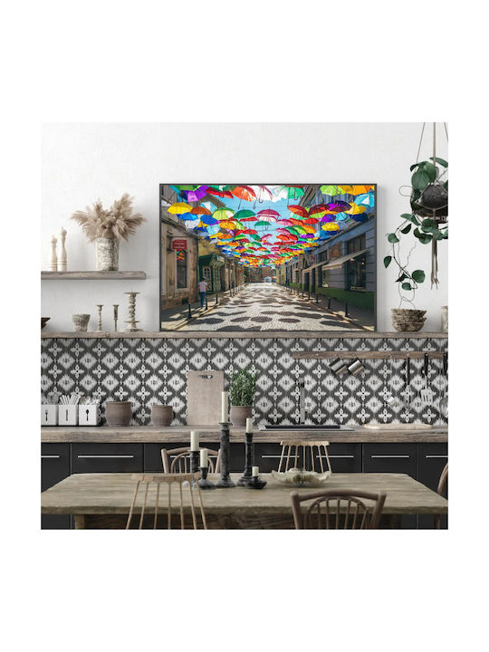 Панел Colorful Umbrellas Over Street Полихромни Чадъри Над Улица 120x80