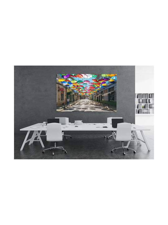 Панел Colorful Umbrellas Over Street Полихромни Чадъри Над Улица 120x80