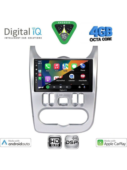 Digital IQ Car Audio System for Renault Logan Dacia Duster Logan Sandero 2006-2012 Bluetooth USB WiFi GPS Apple CarPlay Android Auto with 9" Touch Screen