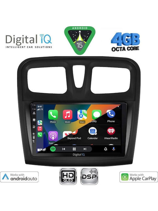 Digital IQ Car Audio System for Dacia Logan / Sandero 2012-2019 Bluetooth USB WiFi GPS Apple CarPlay Android Auto with 9" Touch Screen