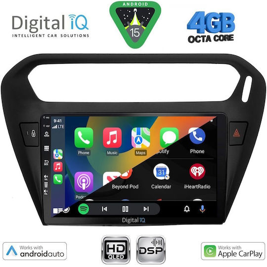 Digital IQ Ηχοσύστημα Αυτοκινήτου για Peugeot 301 Citroen C-Elysee 2013-2023 (Bluetooth/USB/WiFi/GPS/Apple-Carplay/Android-Auto) με Οθόνη Αφής 9"