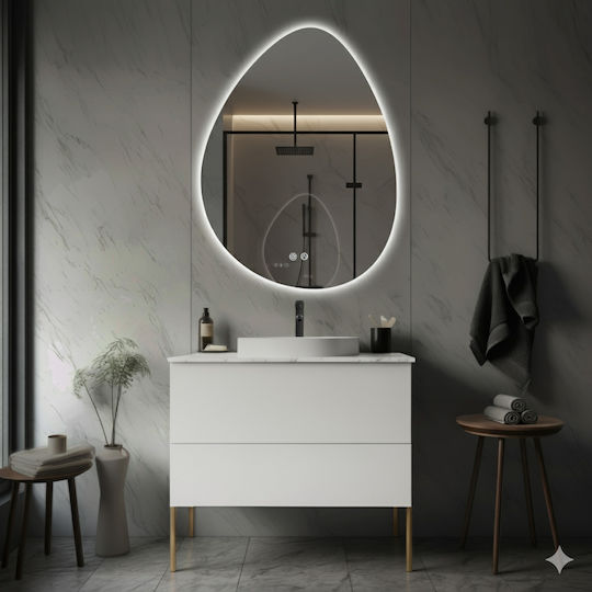 Futura Като Огледало за Стена с Бял Рамка & LED Осветление 80x60см 1бр