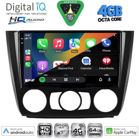 Digital IQ Ηχοσύστημα Αυτοκινήτου για BMW Σειρά 1 2004-2013 με A/C (Bluetooth/USB/WiFi/GPS/Apple-Carplay/Android-Auto) με Οθόνη Αφής 9"