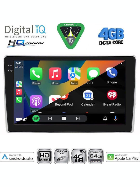 Digital IQ Car Audio System for Alfa Romeo Mito 2008-2018 Bluetooth USB WiFi GPS Apple CarPlay Android Auto with 9" Touch Screen