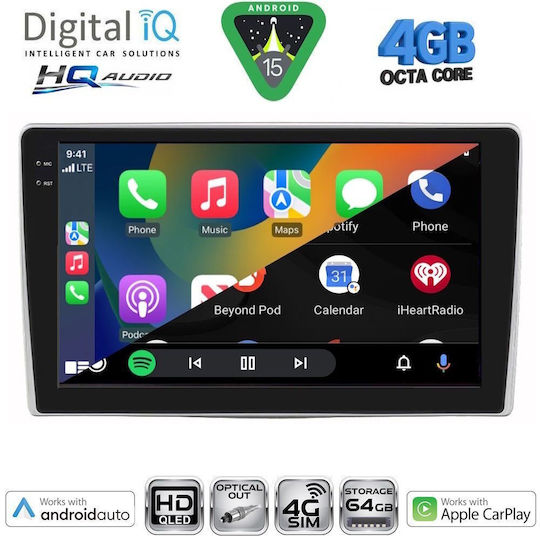 Digital IQ Ηχοσύστημα Αυτοκινήτου για Alfa Romeo Mito 2008-2018 (Bluetooth/USB/WiFi/GPS/Apple-Carplay/Android-Auto) με Οθόνη Αφής 9"