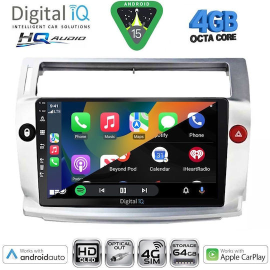 Digital IQ Auto-Audiosystem für Citroen C4 2004-2011 (Bluetooth/USB/WiFi/GPS/Apple CarPlay/Android Auto) mit 9 Zoll Touchscreen