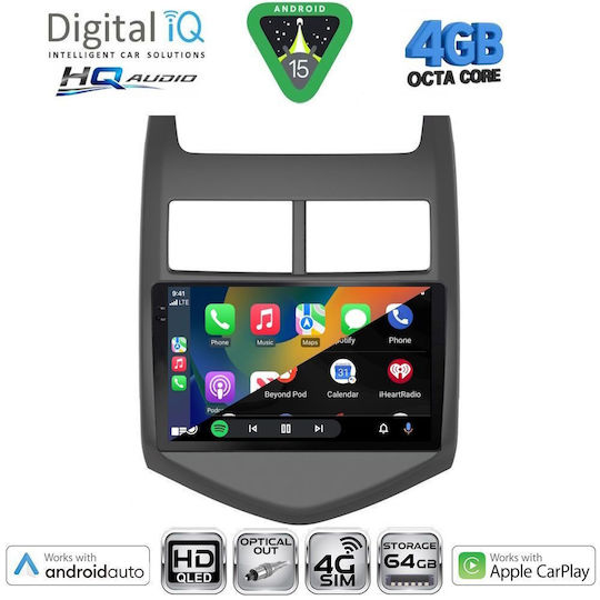 Digital IQ Ηχοσύστημα Αυτοκινήτου για Chevrolet Aveo 2011-2014 (Bluetooth/USB/WiFi/GPS/Apple-Carplay/Android-Auto) με Οθόνη Αφής 9"