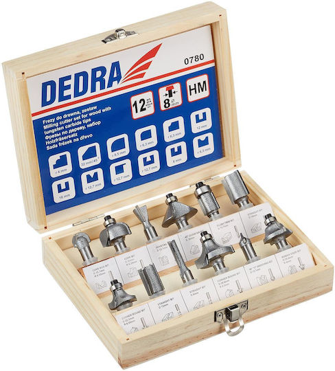 Dedra Σετ Φρέζες Καρβιδίου 12mm 12τμχ