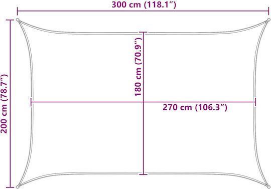 vidaXL Rechteckiges Sonnensegel Blau 2x3m