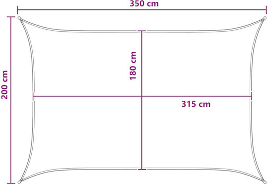 vidaXL Rectangular Gray Shade Sail 2x3.5m