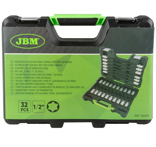 JBM Long Socket with Motor Torx and Socket 1/2'' Set 32pcs